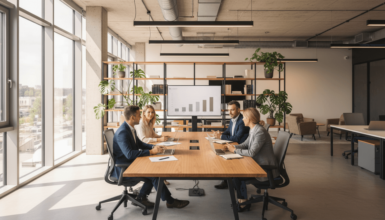 Une équipe diverse en discussion collaborative dans un bureau moderne à Paris